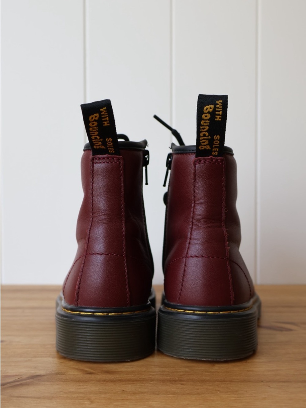 Dr. Martens Women’s Burgundy Leather 8-Eye Lace-Up Boots - Picture 3 of 6